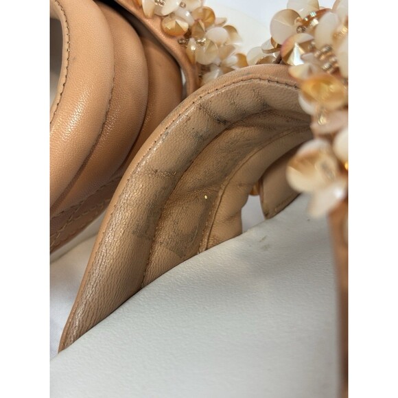 Tory Burch Beaded Slides Sandals Peach Nude Size 8 Rubber Pool Vacation Summer - Picture 7 of 13